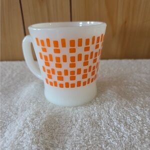 vintage Fire-King D-handled milk glass coffee mug